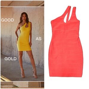 Herve Léger x Forever 21 Orange Bandage Dress One Shoulder Body Con MiniDress